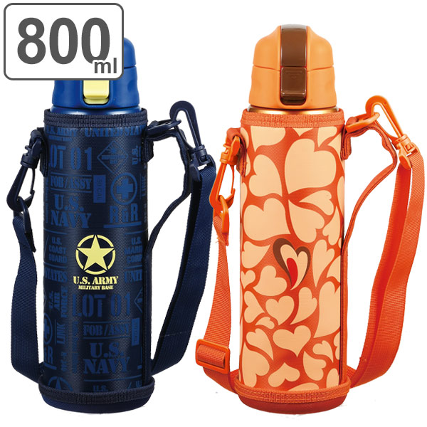 楽天市場 水筒 ステンレス 直飲み キッズチャージャー ダイレクトボトル 800ml ポーチ付き 子供 保冷 ワンタッチ キッズ ポーチ ショルダーベルト スポーツボトル アウトドア ステンレスボトル ステンレス製品 子供用 通学 リビングート 楽天市場店