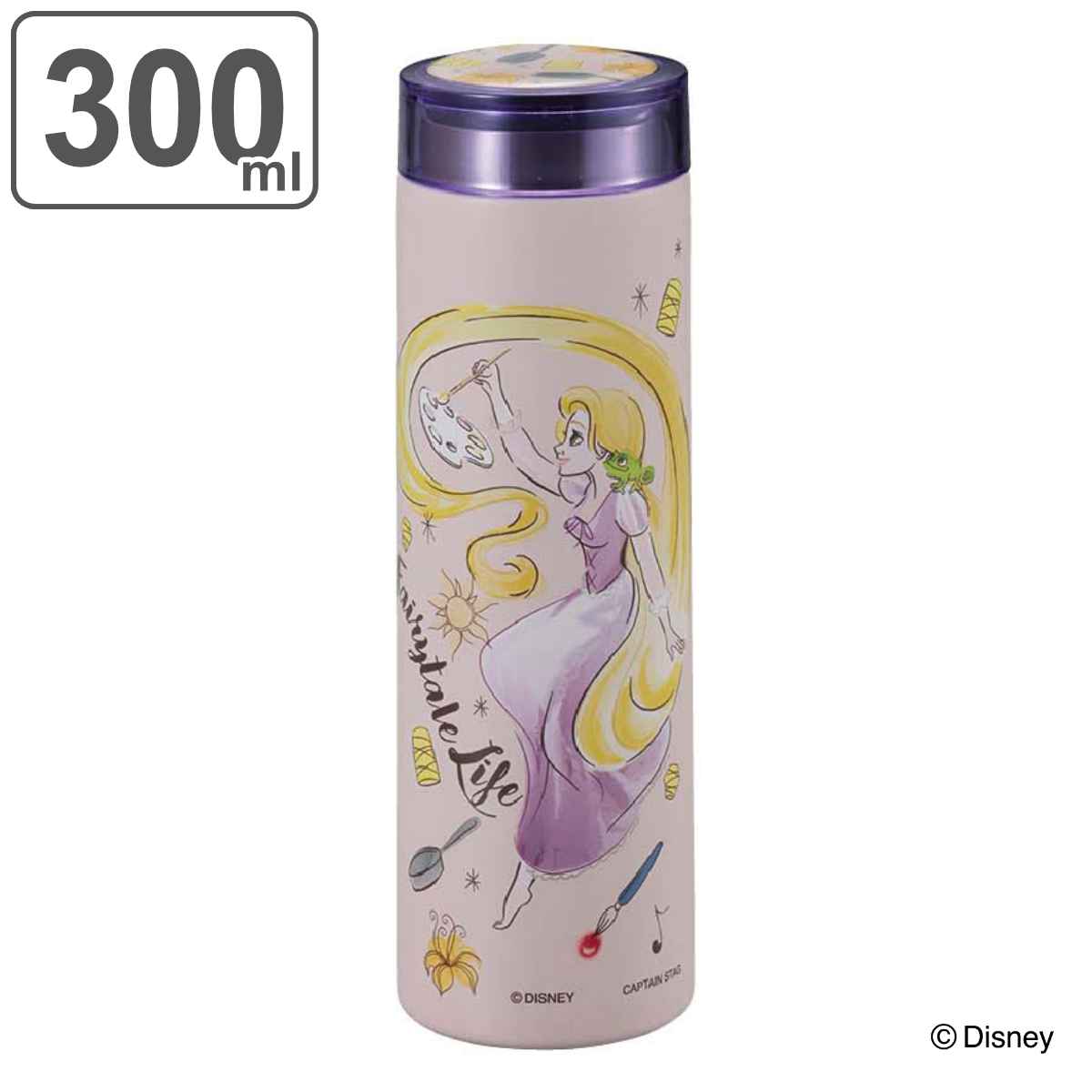 水筒 300ml ディズニー スマートパーソナルボトル 塔の上のラプンツェル ドローイング （ ラプンツェル 直飲み 保温 保冷 ステンレスボトル マグボトル 直のみ ミニ コンパクト スリム マグ ボトル すいとう ）画像