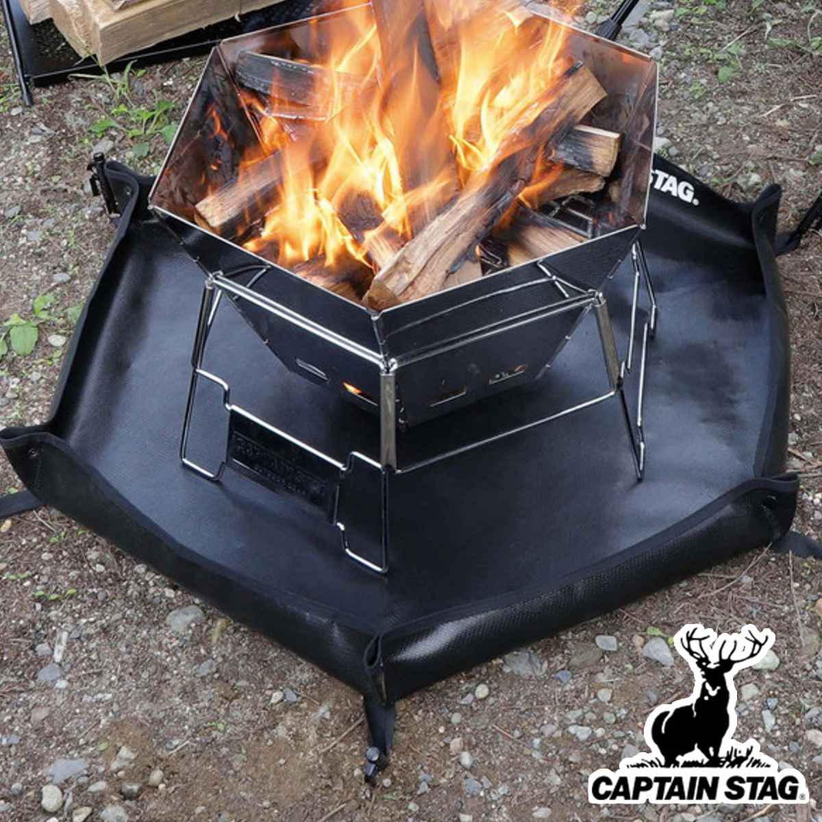 ヘキサ 焚き火シート キャプテンスタッグ （ CAPTAIN STAG 焚き火台シート 焚き火台 シート 保護シート マット 耐火 耐熱 キャンプ ソロキャンプ BBQ アウトドア 六角形 ）