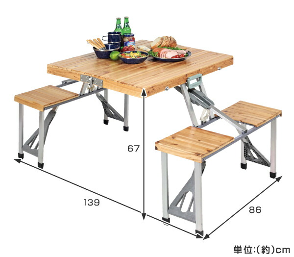 【楽天市場】ピクニックテーブル 杉製 NEWシダー テーブル・チェア一体型 折り畳み式 （ 送料無料 キャプテンスタッグ アウトドア用品 木製