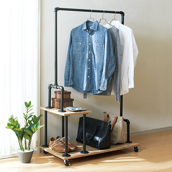 楽天市場】ハンガーラック 棚付き 幅60cm スリム コートハンガー 棚 2