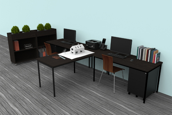 Livingut Worktable Office Desk Shin Pull Design 140cm In Width