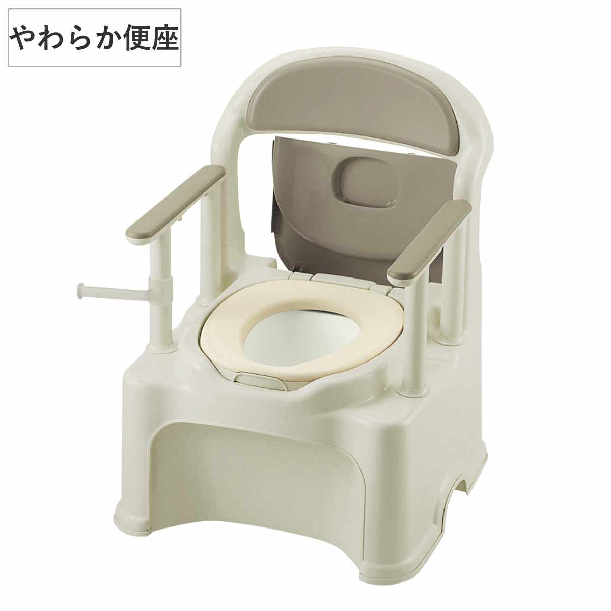 ポータブルトイレ きらく PY2型 （ 介護トイレ 幅広 背もたれ型 やわらか便座 バケツ付き 簡易トイレ 介護用トイレ 非常用トイレ 介護用品 リッチェル 収納 ペーパーホルダー 付き 肘置き 背もたれ 介護用 福祉 排泄関連用品 トイレ ）｜リビングート　店