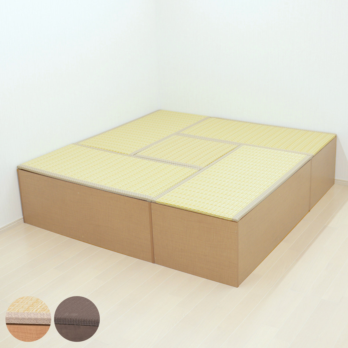 樹脂畳ユニット Aセット ハイタイプ 幅120cm×4 幅60cm×1 収納付ベンチ （ 高さ45cm 畳 小上がり 収納 ベンチ 収納ボックス セット 掘りごたつ 和モダン 和風 シンプル ）