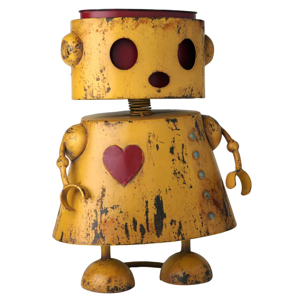 鉢カバー フラワーポット ロボット 黄 （ プランター プラントポット 植物用ポット ポット 鉢 置物 オブジェ ガーデンオーナメント 植物 花 ドライフラワー 観葉植物 多肉植物 園芸 インテリア 収納 アイアン ポット付き ）