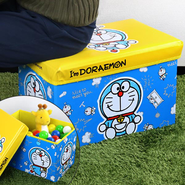 おもちゃ箱　ドラえもん　幅48&times;奥行30&times;高さ32cm　Im Doraemon　フタ付き　収納ボックス　スツール　おもちゃ入れ （ 収納ケース オットマン 収納 キッズ収納 子供 子ども 椅子 BOX ドラエモン どらえもん キャラクター ）