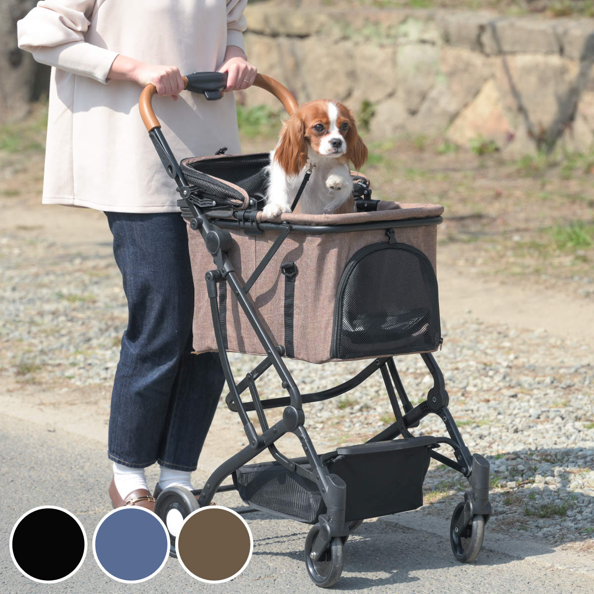 ペットカート 4輪タイプ 小型犬 中型犬 日傘 キャリーコット （ ペットキャリー ドックカート カート キャリー ペット用 折りたたみ 分離式 取り外し可能 バギー 犬用 バスケット付 自立 コンパクト おでかけ お散歩 ペット用品 ）