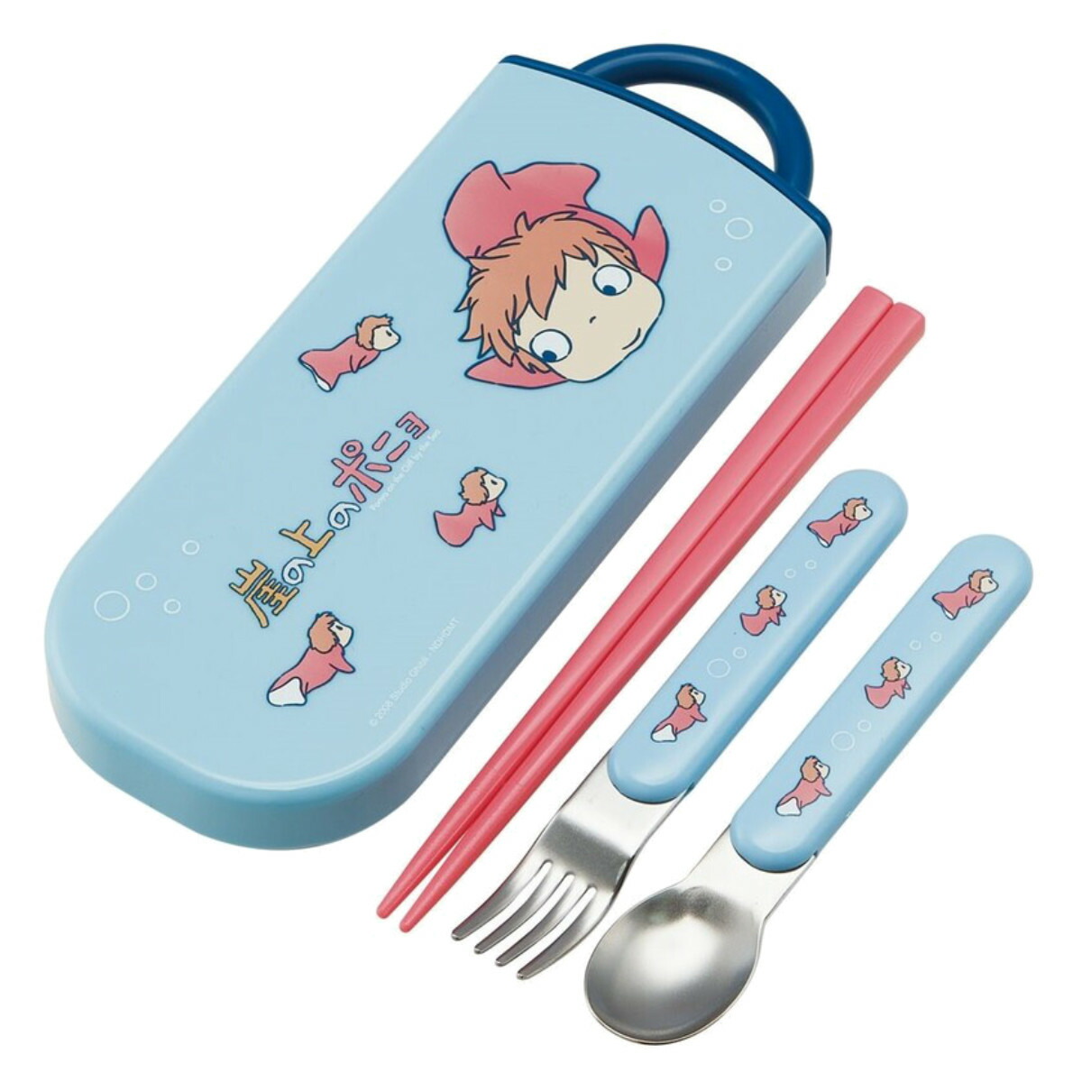 トリオセット 抗菌食洗対応トリオセット 崖の上のポニョ姉妹 （ ポニョ 食洗機対応 カトラリーセット お箸 AG 銀 抗菌 子供 日本製 食洗機OK カトラリー お弁当 弁当 幼稚園 保育園 給食 キッズ 抗菌加工 ）画像