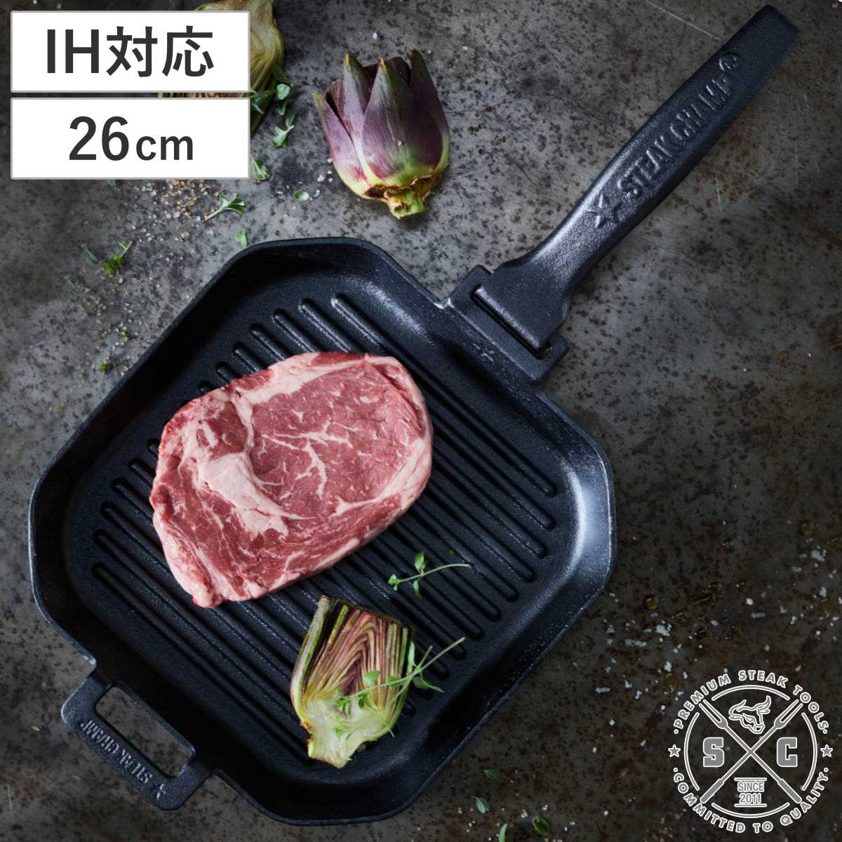 【楽天市場】【セール期間エントリーでポイント10倍】 グリルパン STEAK CHAMP CAST IRON GRILLING PAN