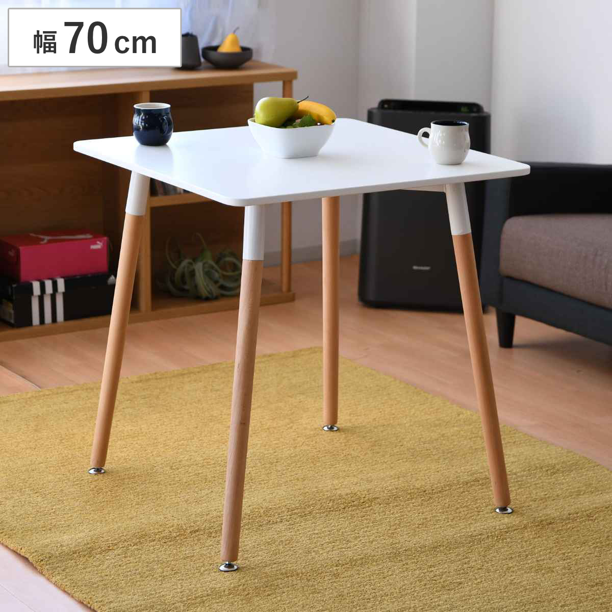 カフェテーブル 幅70cm 正方形 シンプル ( スクエア ダイニングテーブル テーブル 食卓 2人掛け 白 ホワイト おしゃれ 北欧 コンパクト )|リビングート 店