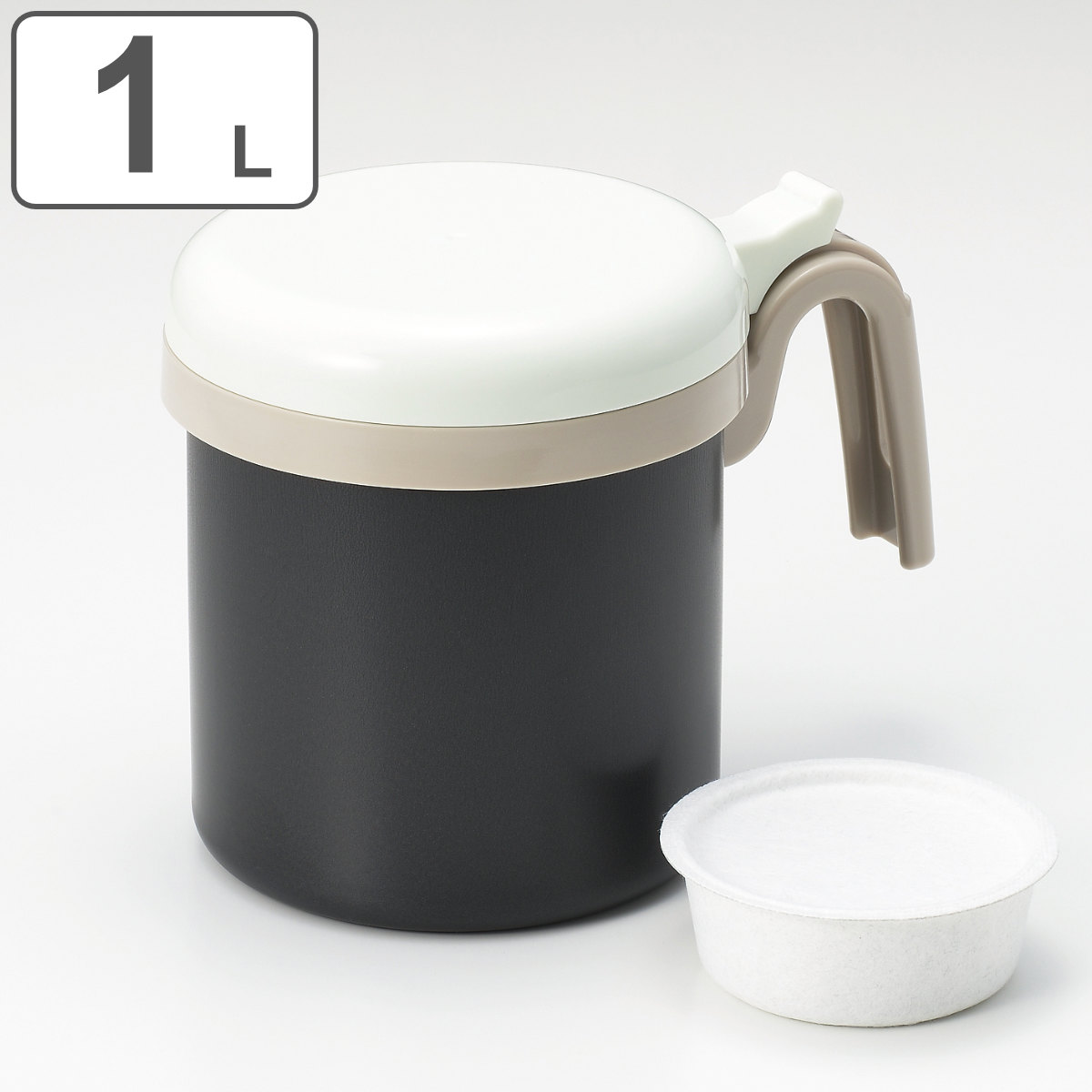 オイルポット 1L 活性炭フィルター1個付き 天ぷら名人 きれいにこせるオイルポット ( 送料無料 油こし器 油濾過 油ポット オイルストッカー 油濾し 濾過器 ろ過 注ぎ口付き 油保存 網皿付き 取っ手付き 活性炭 フィルター付 )