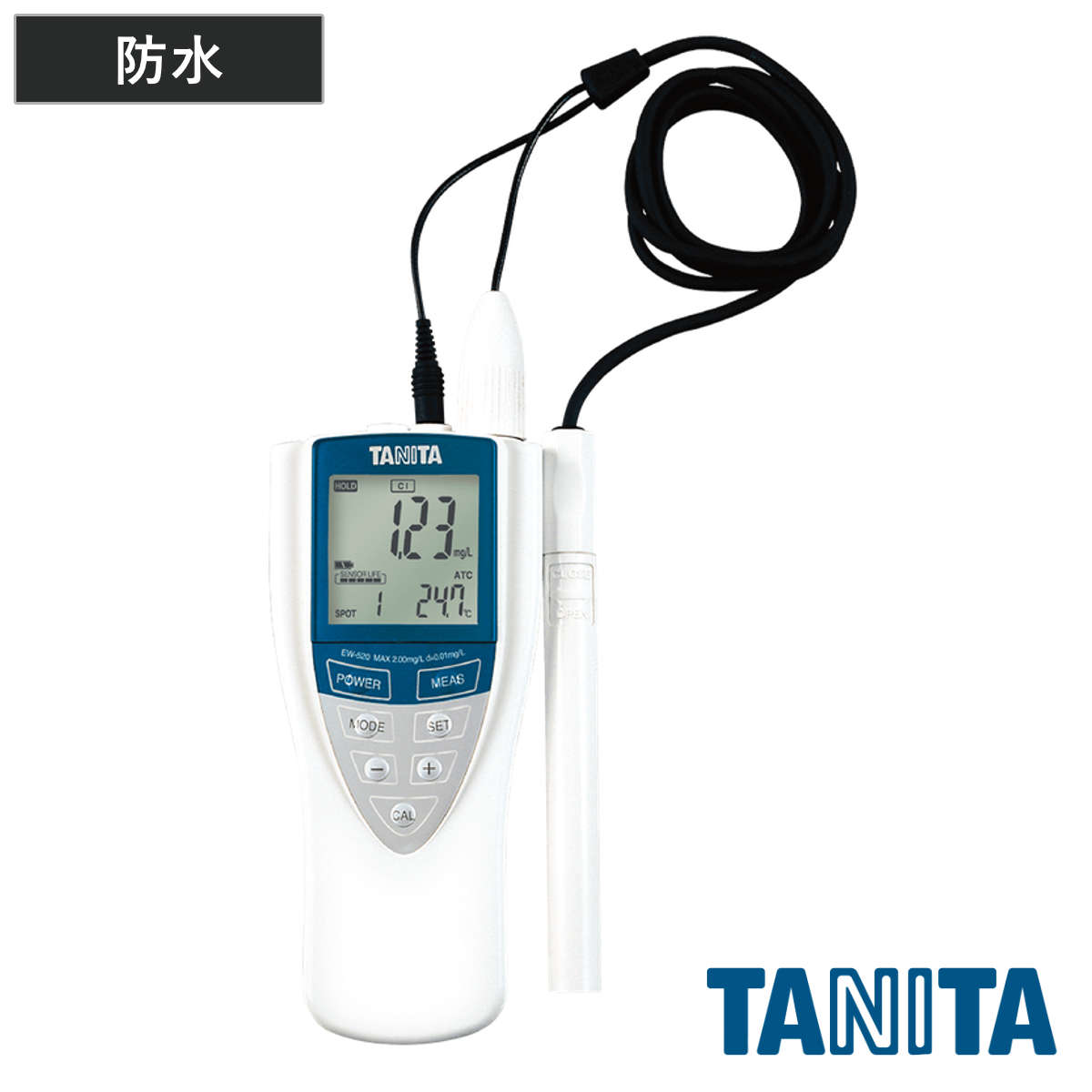 水質チェッカー 残留塩素計 セット 業務用 完全防水 温度自動補正機能 （ タニタ 残留塩素 チェッカー 業務用残留塩素計 水質検査 日本製 電池式 IP67準拠 デジタル 水質測定器 試薬付き プール 水道水 浄水器 残留 塩素 ）画像