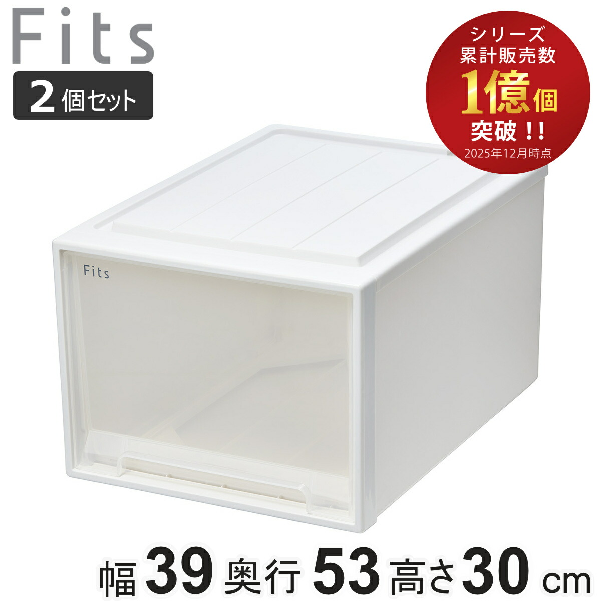 収納ケース Fits フィッツ フィッツケース クローゼット L-53 2個セット （ 衣装ケース 収納 幅39 奥行53 高さ30 天馬 日本製 ケース 引き出し 収納ボックス プラスチック 積み重ね 押し入れ ）