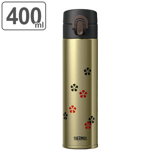 水筒　サーモス　thermos　真空断熱ケータイマグ　直飲み　400ml　JOA-400　ゴールド （ 送料無料 軽量 日本製 スリム ステンレスボトル マグボトル 魔法瓶 ワンタッチオープン 保温 保冷 ステンレス製 すいとう mug bottle 超軽量 限定デザイン ）