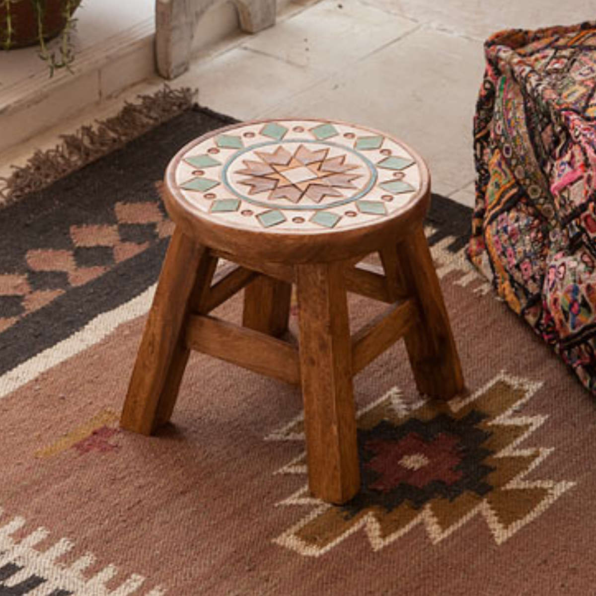 楽天市場】ラウンドスツール コロネット 木製 天然木 高さ23〜25cm