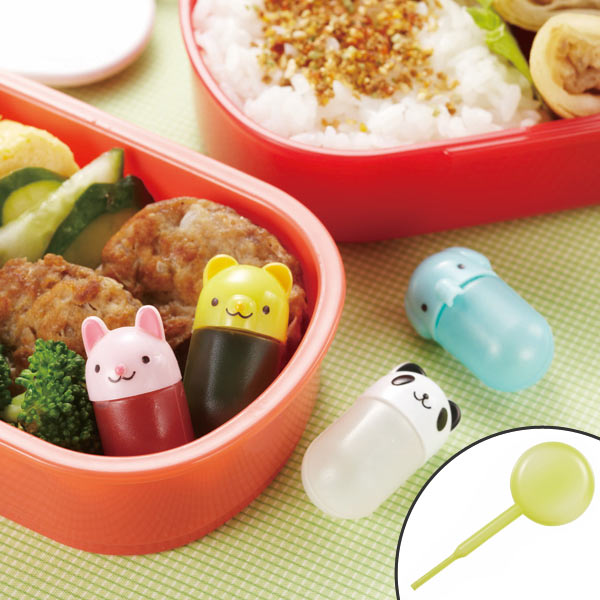 楽天市場 タレビン ちびっこアニマル お弁当グッズ 4個入 スポイト付 たれビン たれ瓶 タレ瓶 ランチグッズ 調味料入れ 調味料ケース 子供用 キャラ弁 デコ弁 リビングート 楽天市場店
