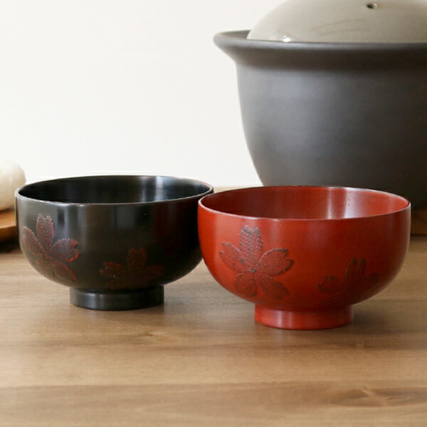 楽天市場】汁椀 木製 310ml さくら汁椀 内スリ 漆 桜 天然木