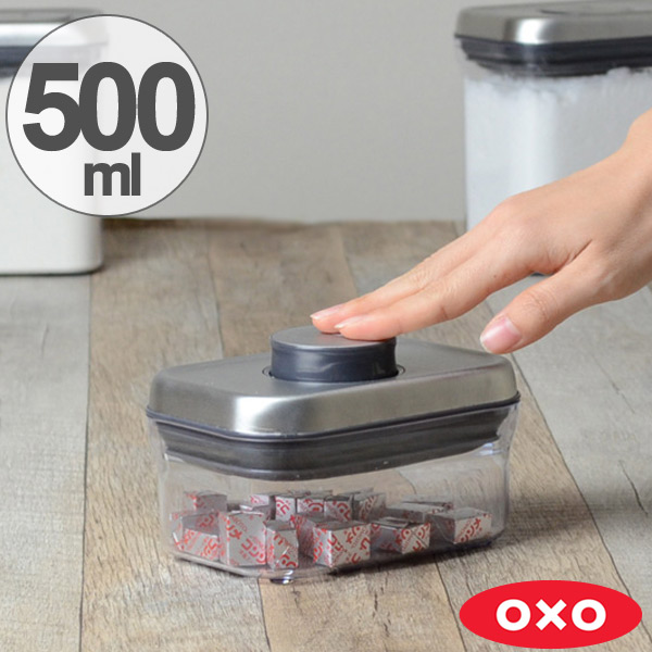 Oxo Pop Container Stainless Steel Rectangle Mini 500 Ml Save Containers Sealed Plastic Transpa Condiment Stocker Kitchen Supplies