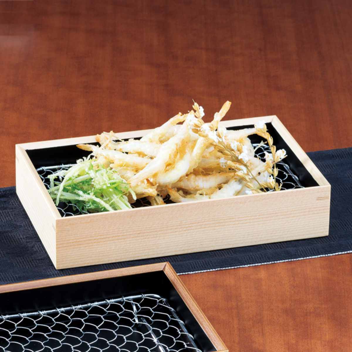 楽天市場】竹 天ぷら盛皿 クリアー ステンレス目皿付 正角5寸