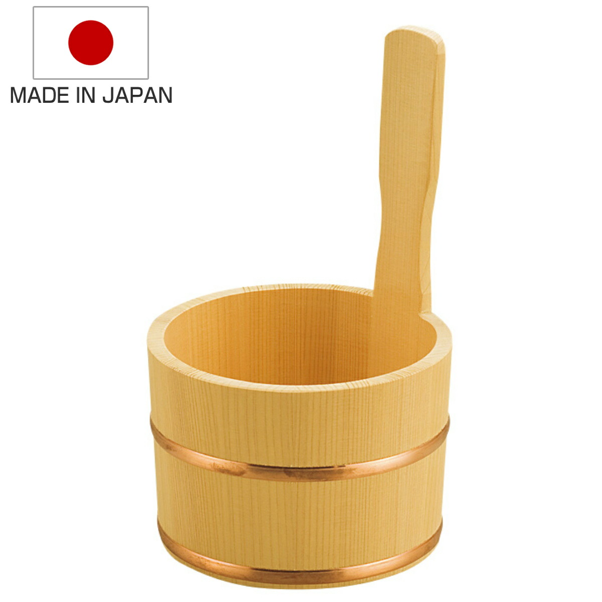 湯桶 木製 片手湯桶 銅タガ 椹 サワラ （ 手桶 天然木 手おけ 桶 おけ 湯おけ 風呂おけ お風呂 木 さわら 銭湯 温泉 片手 持ち手 取っ手 木目 すくいやすい 洗面器 レトロ 日本製 ）