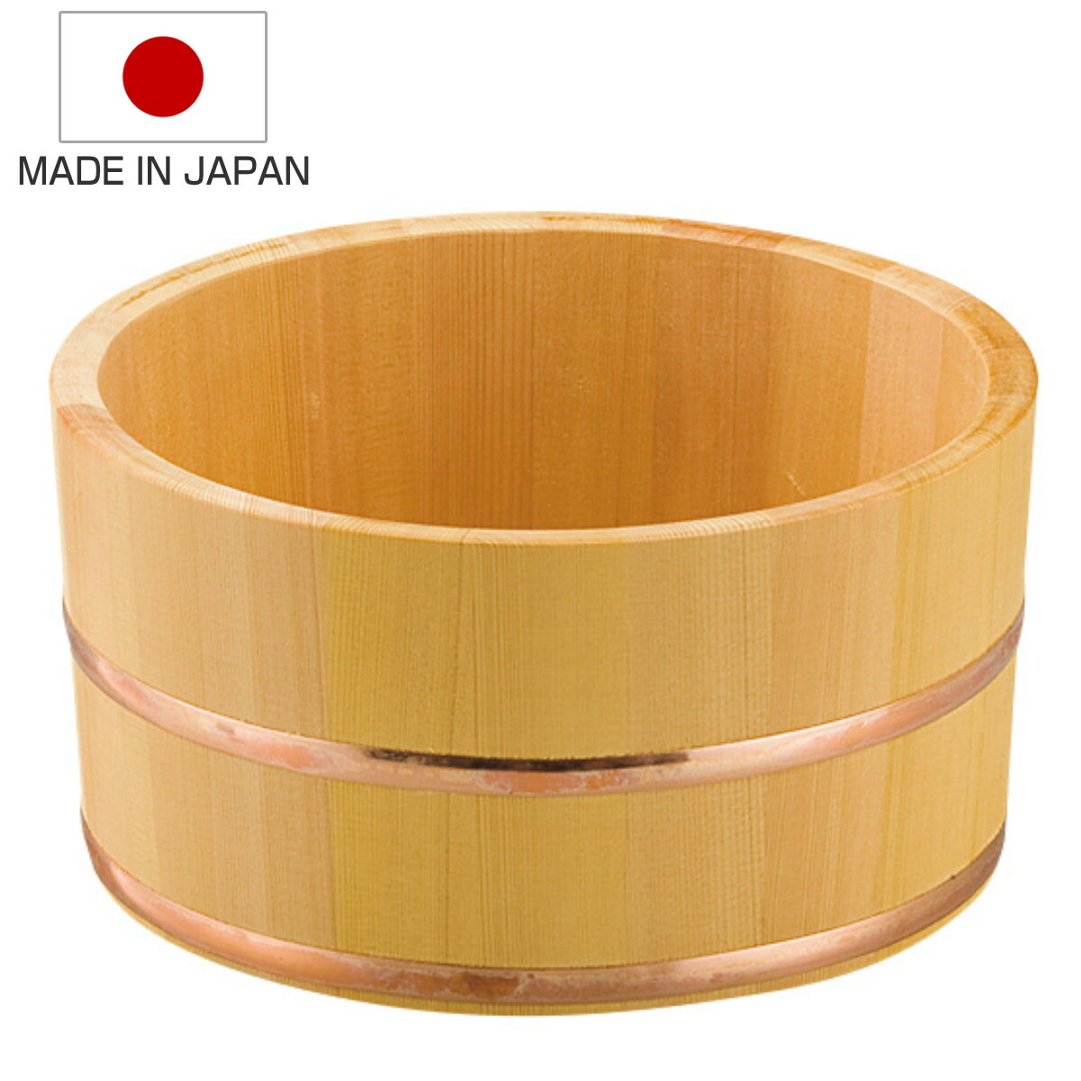 湯桶 木製 タカミゾ加工 銅タガ 椹 サワラ （ 湯おけ 天然木 風呂桶 桶 おけ 風呂おけ 洗面器 お風呂 木 さわら ウォッシュボール 銭湯 温泉 取っ手 木目 すくいやすい 軽量 レトロ 日本製 ）