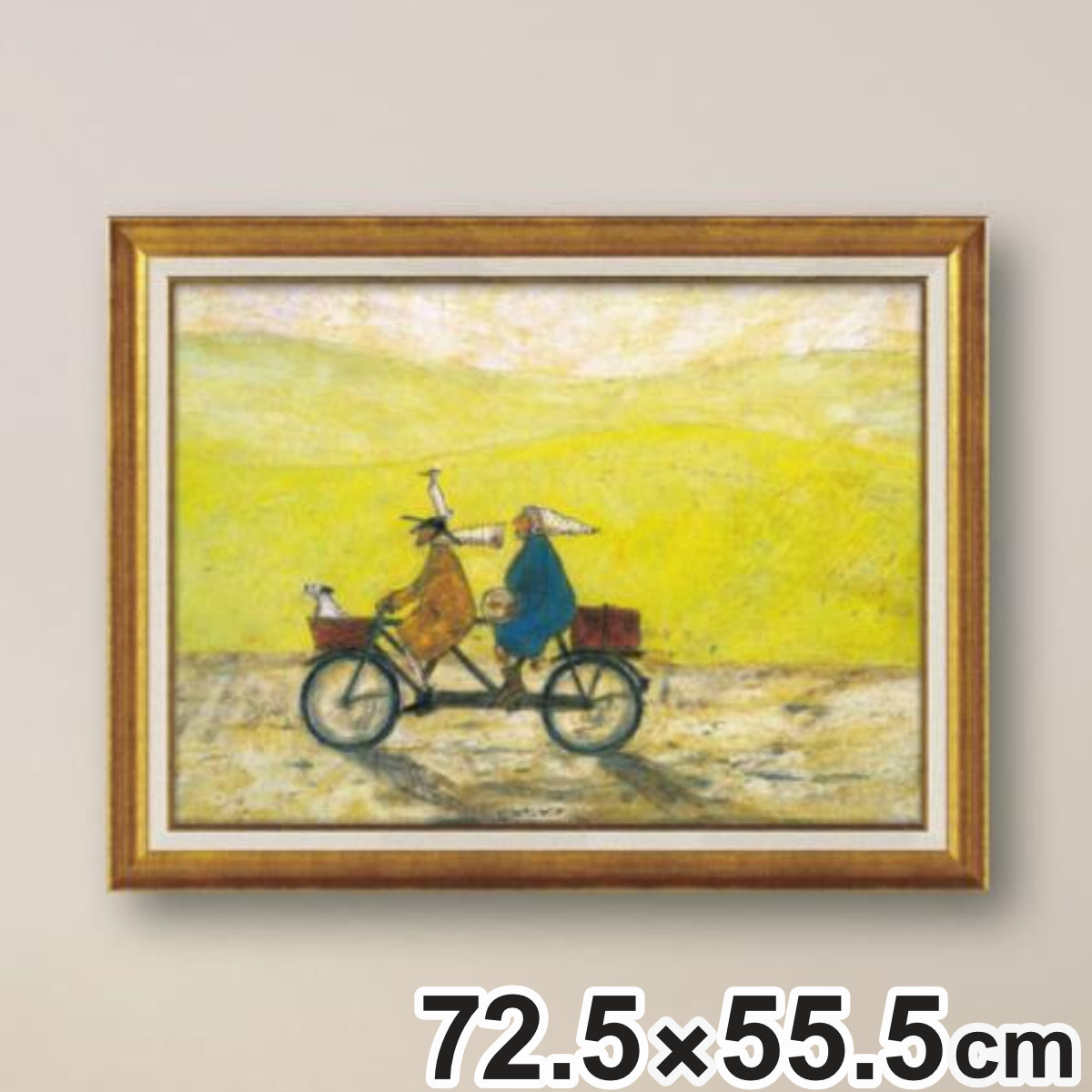 アートパネル サムトフト 『ごきげんな日』 72.5×55.5cm （ 絵画 絵 アート インテリア 額 額入り 壁掛け 犬 自転車 ポスター アートフレーム アートポスター ウォールアート パネル 額付き かわいい ）
