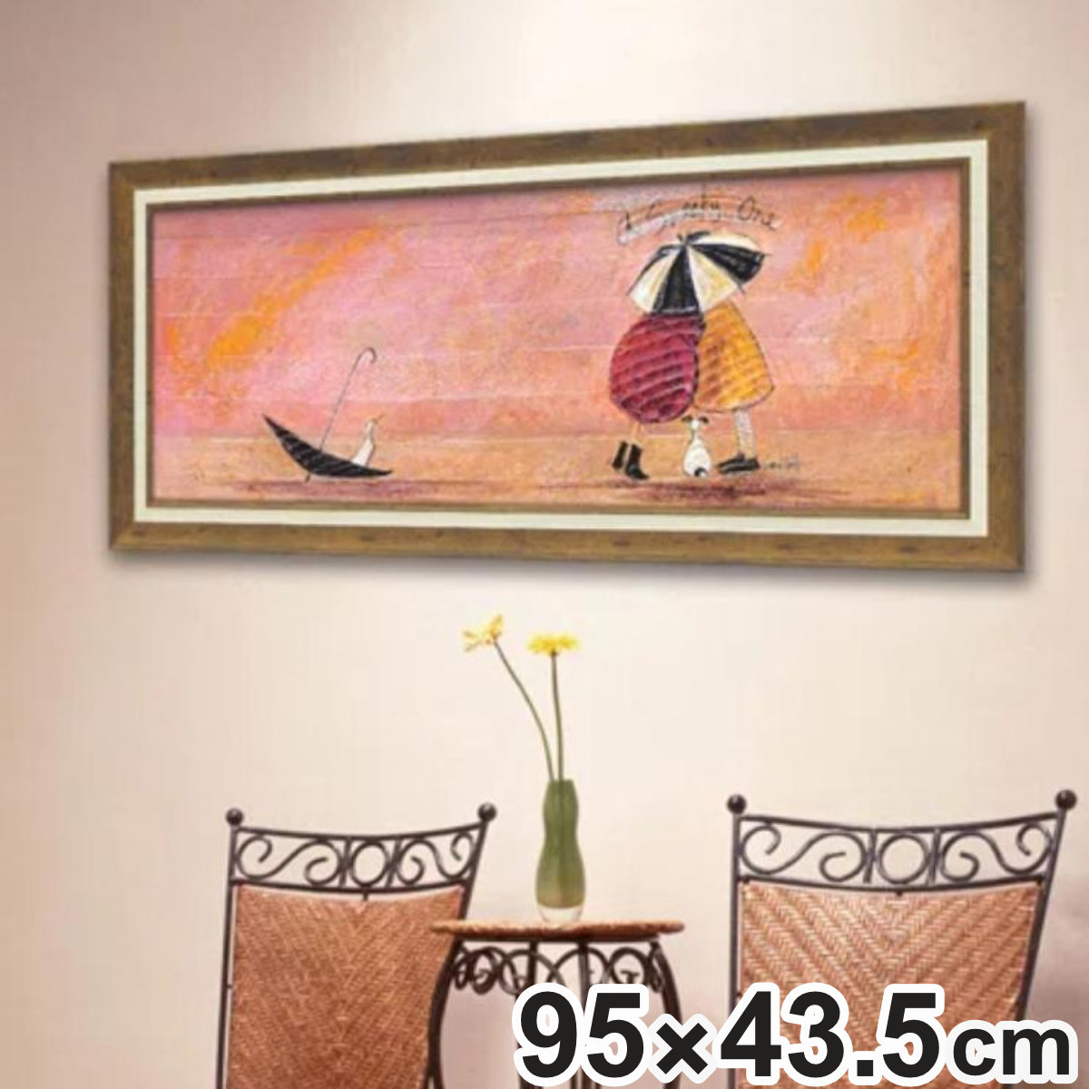アートパネル サムトフト 『スニーキー ワン』 95×43.5cm ( 絵画 絵 アート インテリア 額 額入り 壁掛け 犬 動物 傘 ポスター アートフレーム アートポスター ウォールアート パネル 額付き かわいい )