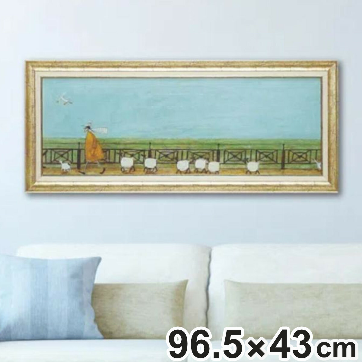 アートパネル サムトフト 『ひつじ達と散歩』 96.5×43cm （ 絵画 絵 アート インテリア 額 額入り 壁掛け ひつじ 羊 動物 ポスター アートフレーム アートポスター ウォールアート パネル 額付き かわいい ）