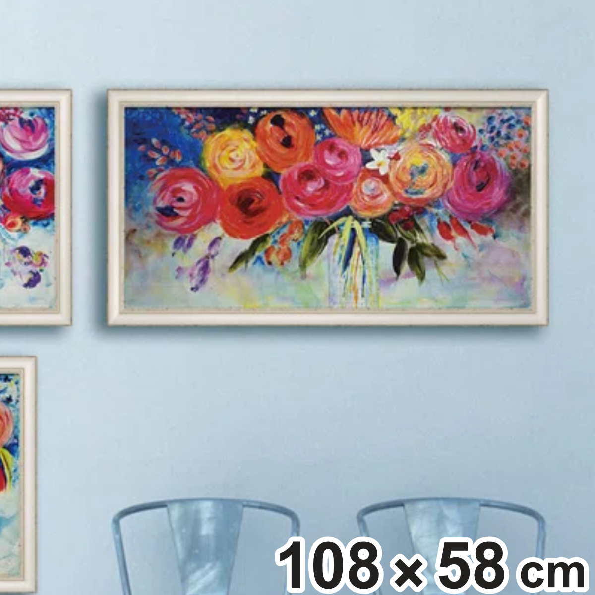 アートパネル ジャーゲン ゴッツクラグ 『シンプリー ワンダフル』 108×58cm （ 絵画 絵 アート インテリア 額入り 壁掛け おしゃれ ゲル加工 花 横長 ポスター アートフレーム アートポスター 額付き フレーム付き ）