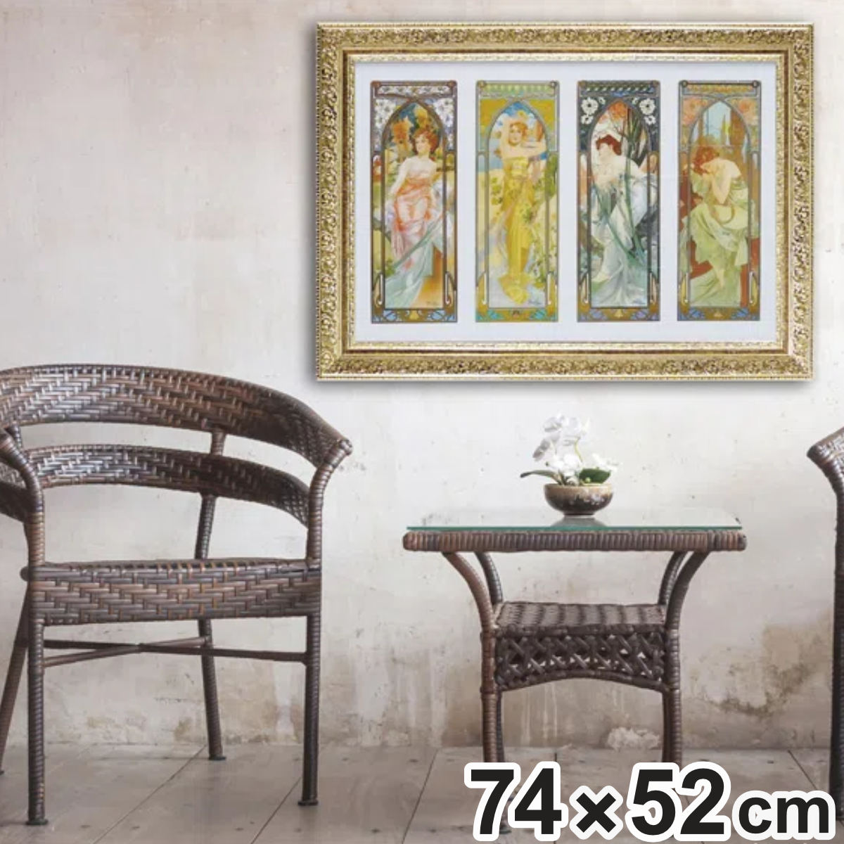 アートパネル アールヌーボー 『時の流れ』 74×52cm （ 絵画 絵 アート インテリア 額入り 壁掛け おしゃれ ゲル加工 名画 ポスター アートフレーム アートポスター 額付き フレーム付き 複製画 ） 14,850円