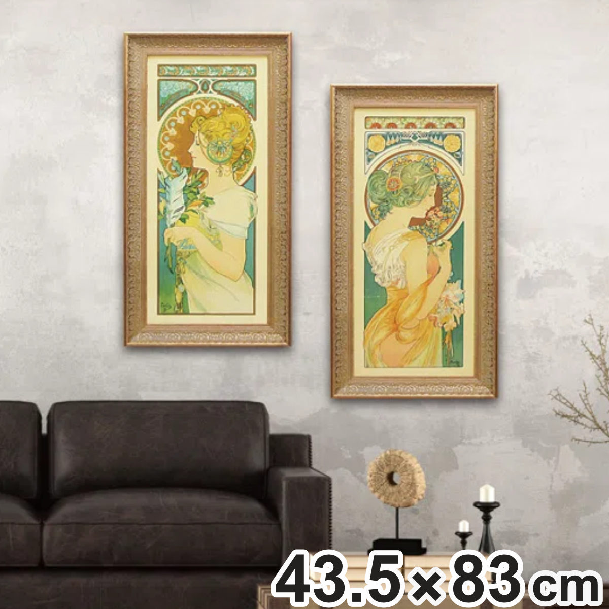 アートパネル アールヌーボー 43.5×83cm ( 絵画 絵 アート インテリア 額入り 壁掛け おしゃれ ゲル加工 名画 ポスター アートフレーム アートポスター 額付き フレーム付き 複製画 )