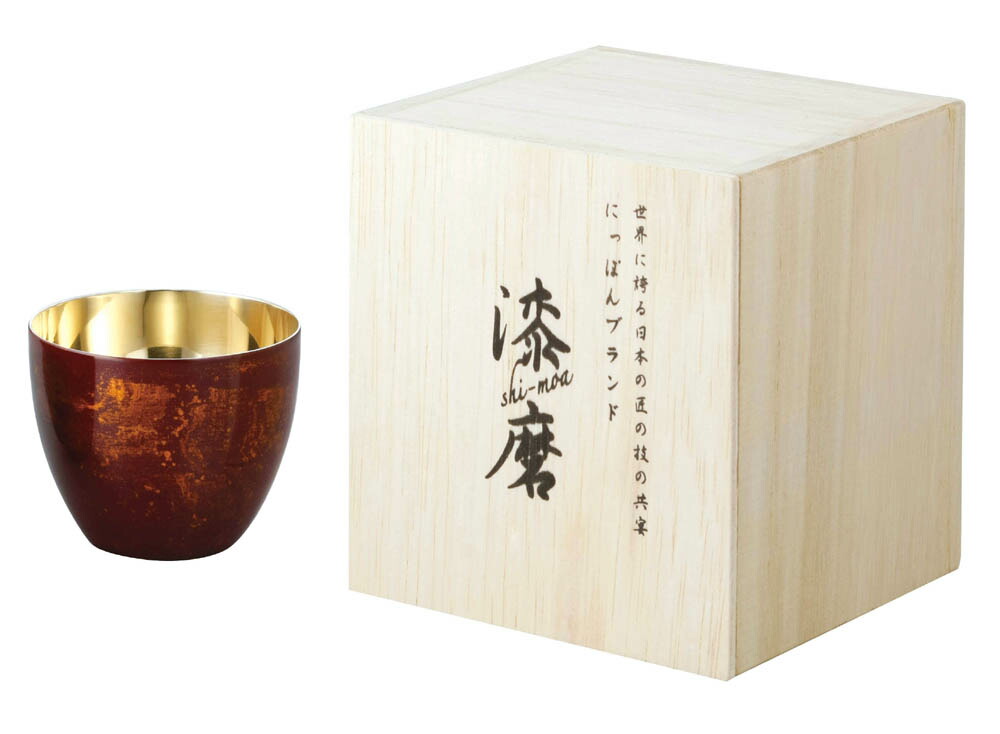 アサヒ 漆磨（Shi-moa） 赤漆流し 2重社会システムぐい呑み 木箱入 SCW-キーパー502 本漆塗り付ける品 日本製 Made インチ Tsubame その他-キッチン用品・食器・調理器具