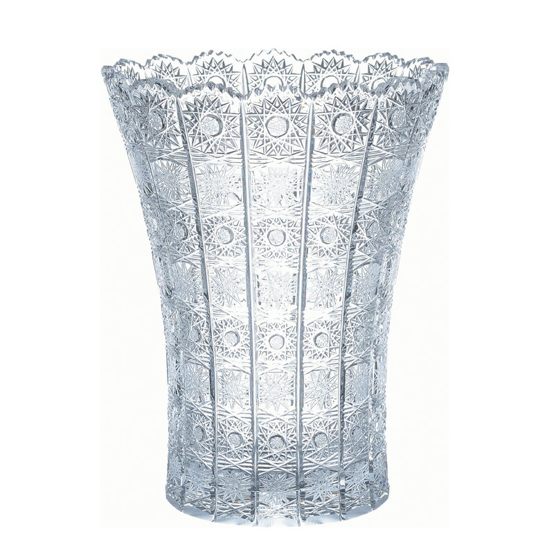 匿名配送ボヘミアクリスタル ネオジウムガラス ハンドル付フラワーベース 35cm Bohemian glass】ボヘミアガラス 花瓶 フラワーベース 花瓶