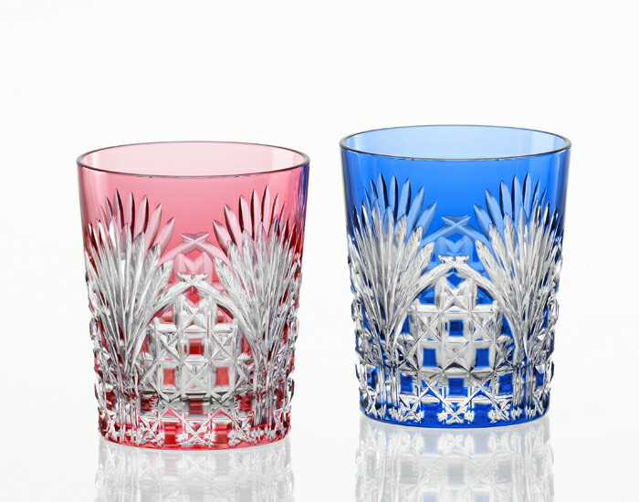 楽天市場】江戸切子 ペアセット ロックグラス 魚子 青&赤 田島