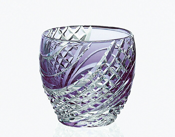カガミクリスタル KAGAMI CRYSTAL T535-2044-CMP 日本の首都切り子ガラス  冷酒杯 紫 60竓 木和氏の璧 冷酒水呑み 〈魚子流し 紋〉 ラッピング・メッセージカード無料