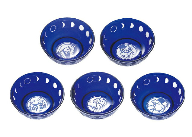 ラッピング無料 大塚硝子 Kangetsu 観月 月齢 珍味5個セット 13-160-5 化粧箱入り 日本製 Made in Japan