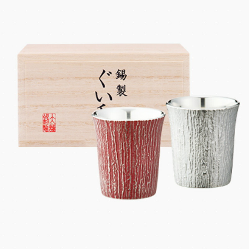 名入れ無料 色選択可能ペア 代引き不可 大阪錫器 洋酒器 タンブラー 市松 プルーフ ペア 大 icp-3-2p 280ml 桐箱入り ［名入れは合計10文字まで無料］ 色選択可能ペア 名入れ可能 大阪錫器 和酒器 ぐい呑み 松風