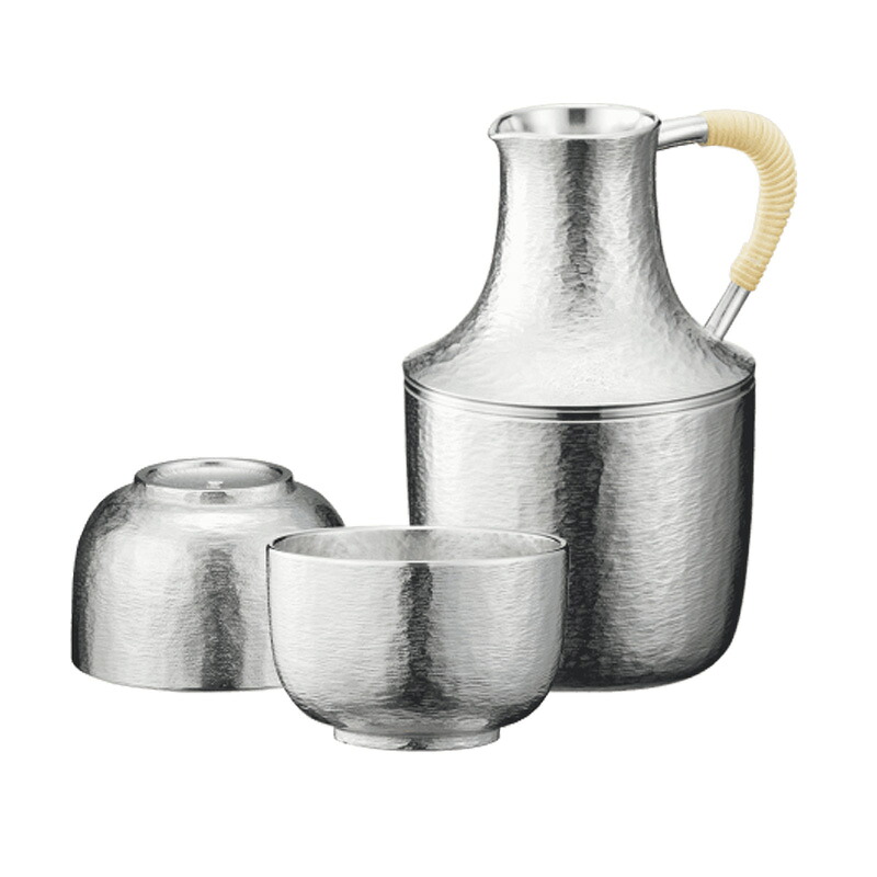 名入れ可能 大阪錫器 酒器セット 弥生 チロリ+ぐい呑み（2個） sy-ya 桐箱入り ラッピング・メッセージカード無料