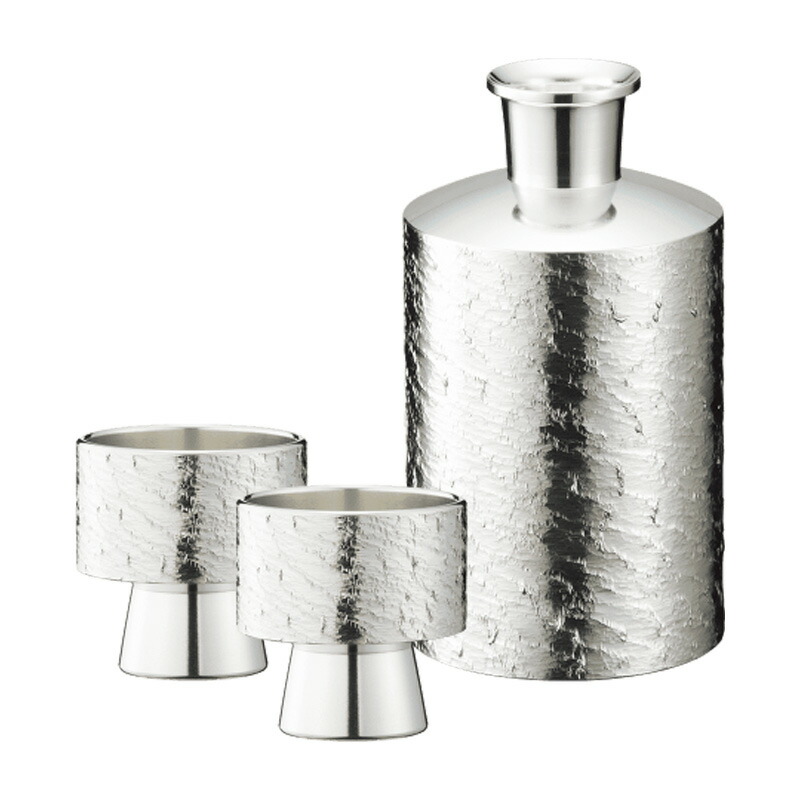 名入れ可能 大阪錫器 酒器セット さざなみ 徳利+ぐい呑み(2個) sy-sz 桐箱入り ラッピング・メッセージカード無料|クリスタル専門店リビングウェルデ
