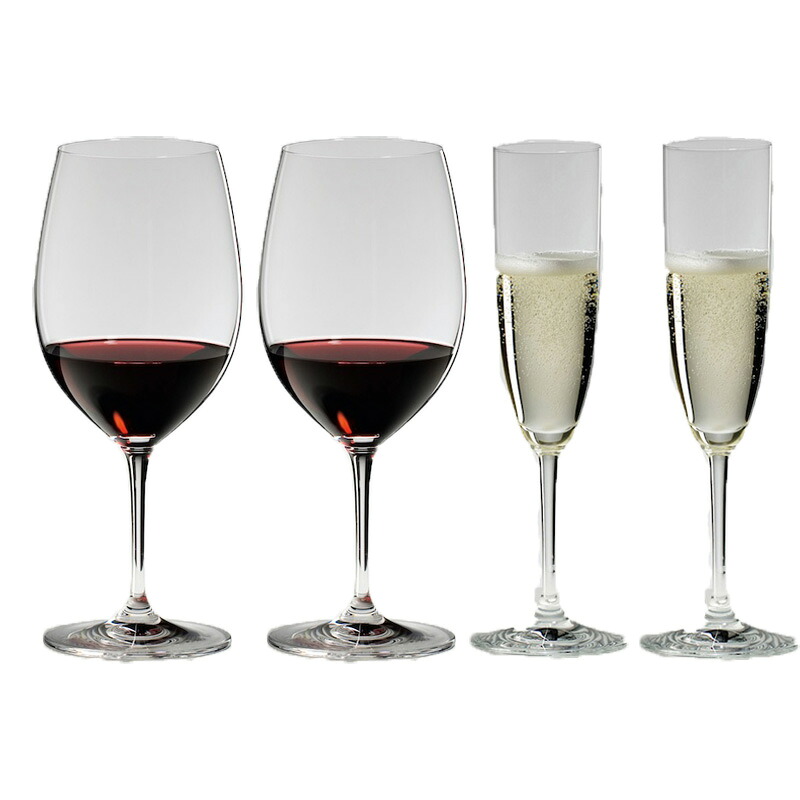 送料無料・ RIEDEL リーデル ヴィノム（ビノム）スターターセット 416/0,416/8 各2本 ワイングラス 赤ワイン用ボルドー、シャンパン用シャンパンフルート 6416/0,6416/08 ラッピング・メッセージカード無料｜クリスタル専門店リビングウェルデ