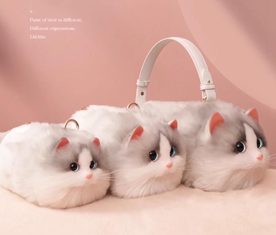 猫ちゃん型バッグ ショルダーバッグ 猫型 バッグ ハンドバッグ 猫型 バッグ レディース 猫 鞄 バッグ ぬいぐるみ ファー リアル ふわふわ 猫好き ミニバッグ サブバッグ 可愛い ポーチ 長毛 高級感 動物 ペット 癒し プレゼント 誕生日