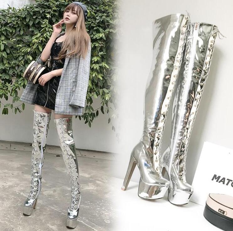 レディースブーツ ニーハイブーツ エナメル 15cm 超ハイヒール 光沢 ロング丈 秋冬 春秋 サイハイブーツ 大きいサイズ 29cmまで 小さいサイズ ピンヒール スーパーロングブーツ ダンス 舞台 Mavipconstrutora Com Br