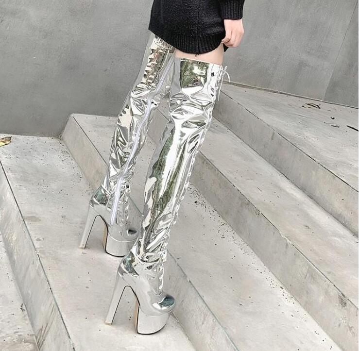 レディースブーツ ニーハイブーツ エナメル 15cm 超ハイヒール 光沢 ロング丈 秋冬 春秋 サイハイブーツ 大きいサイズ 29cmまで 小さいサイズ ピンヒール スーパーロングブーツ ダンス 舞台 Mavipconstrutora Com Br