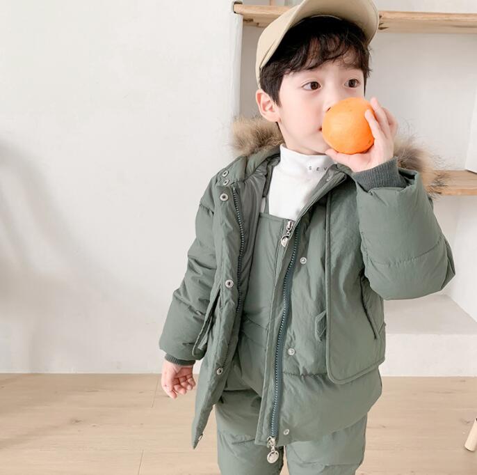 ジャンプスーツ ベビー カバーオール 子供服 ロンパース ダウンコート　2点セット　男の子 女の子 ダウンコート ファー付き あったか 雪遊び キッズ カバーオール ダウンコート ベビー服 ファスナー 防寒 防水加工 前開き 防寒 90cm 100cm 110cm　120cm　130cm｜Livio