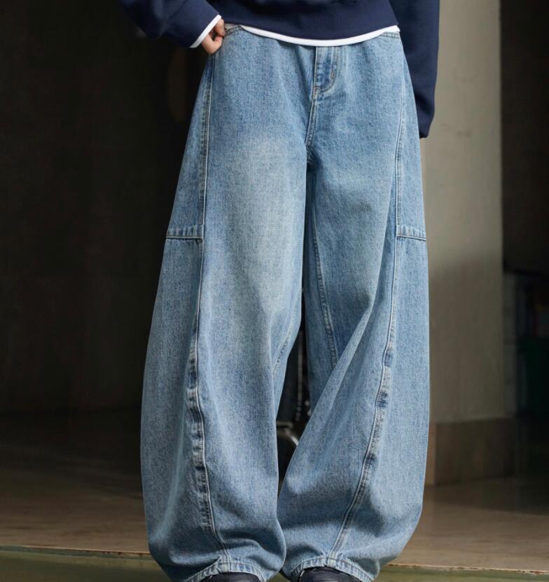 デニムロングパンツ レディース 広々としたズボン下 ズボン ロングズボン下 ジーンズズボン下 ボトムス デニム ガウチョ 好いたらしいめ 体型覆いかぶせる 着飾る 馬鹿でかい大きさ 着痩せ 美脚 通い 通学 ゆったり 成年者 好いたらしい OL 春 夏 秋 冬