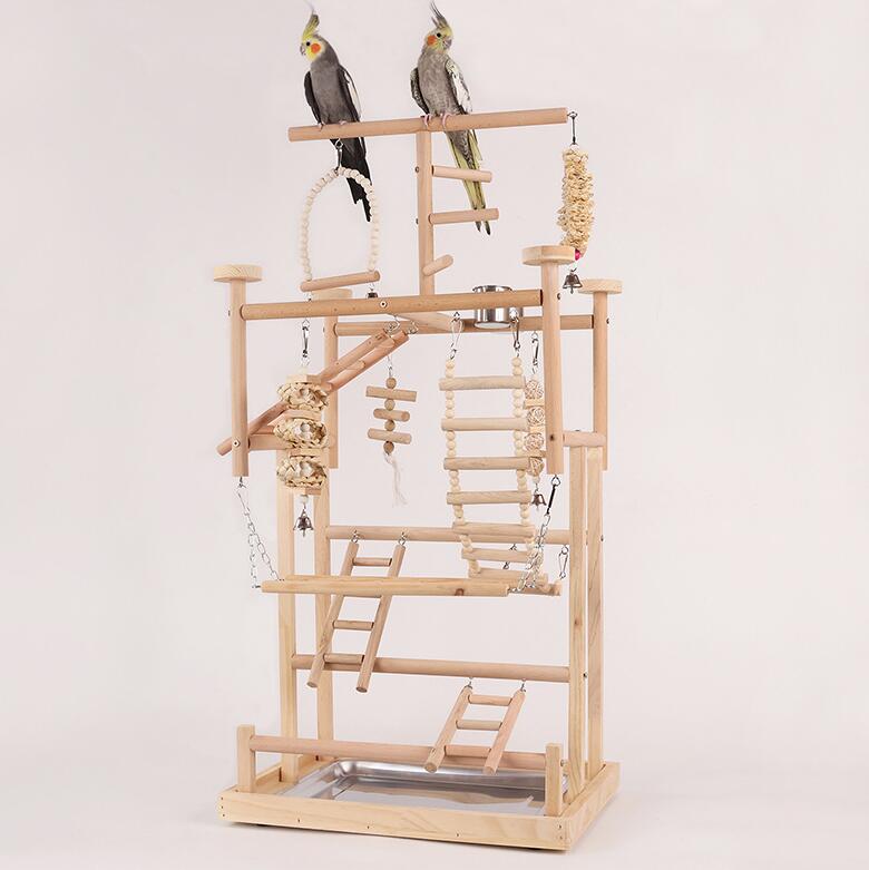 安全性のある原木製 三層バードプレイジム インコ用遊園地書き割り（秋千/掛けはしご/食器付き添い人）オウム真理教 文鳥 バッジー相応う 鳥の手あそび照明ランプ  遊園地 秋千 掛けはしご 呼びりん 鳥の巣 鳥栖 オウム真理教鞦韆 鳥グッズ バッジー 文鳥 アスレチック 手あそび 照明ランプ 止まり木 原木 色つや