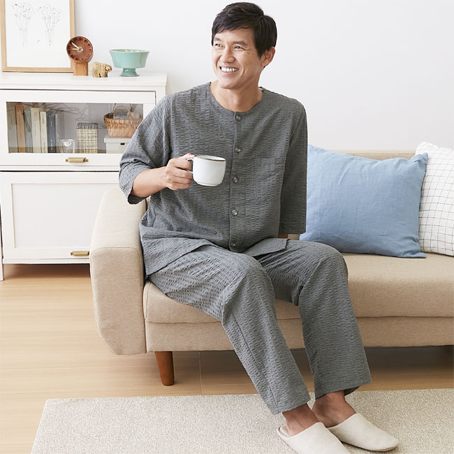 楽天市場】メンズ涼快クルーネック7分袖パジャマ 紳士 パジャマ