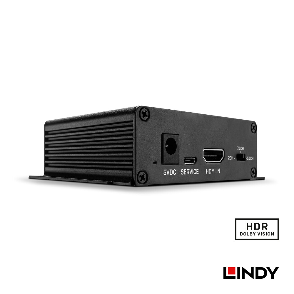 LINDY HDMI 2.0信号オーディオ分離器、18G 4K@60Hz HDMI映像 音声分離装置 映像信号抽出ユニット 高精細画質出力 高帯域伝送 HDR映像互換 光デジタル音声端子 左右アナログ出力 EDID調整機能 制御信号通過 金属外装 放熱設計 据置型機器 audio splitter Home Entertainment