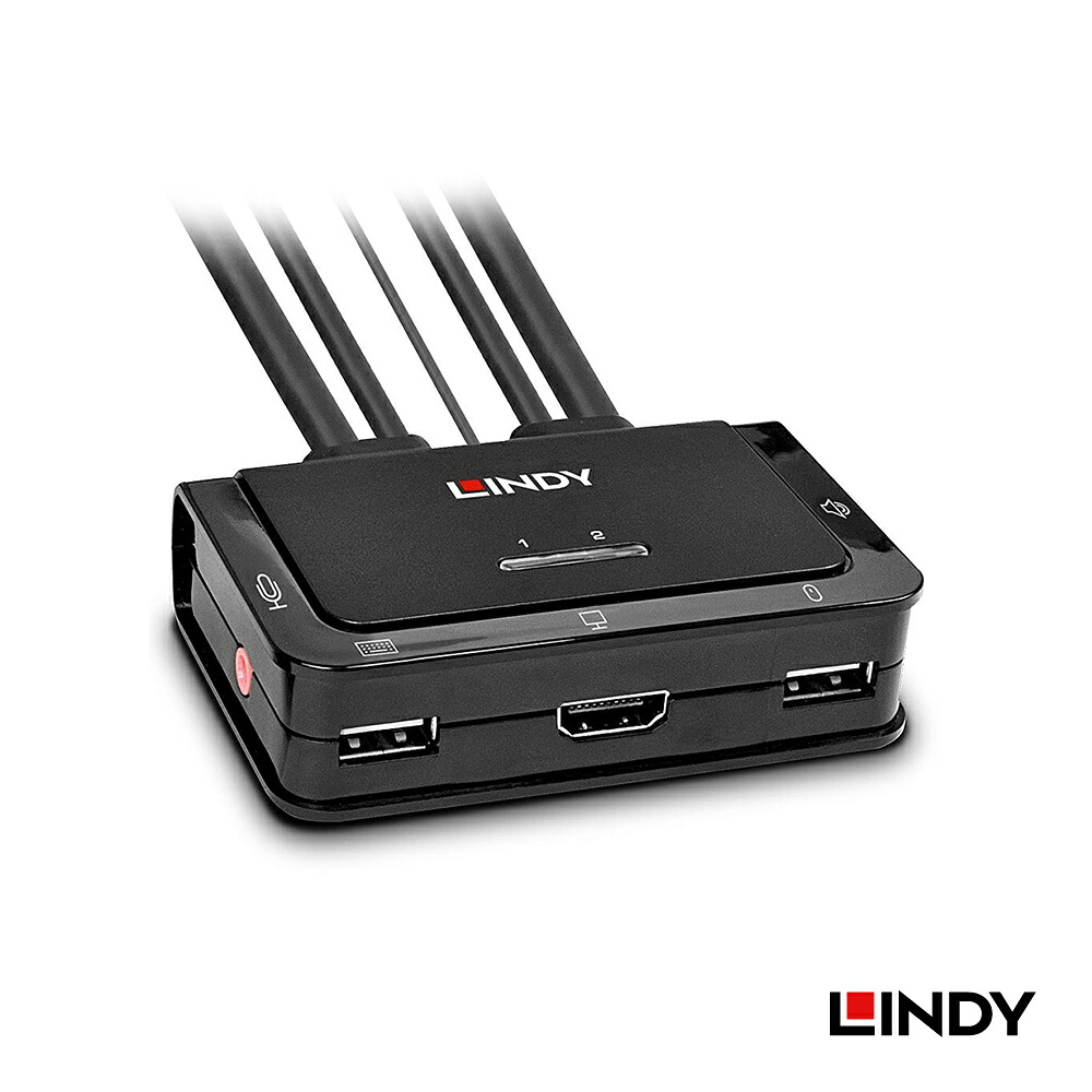 【送料無料】LINDY HDMI 2.0/USB Type-C/USB2.0/オーディオ KVMスイッチ、ケーブル付、2ポート USB Type-Cインターフェイスを備えたパソコン、タブレット、グラフィックスカードに対応