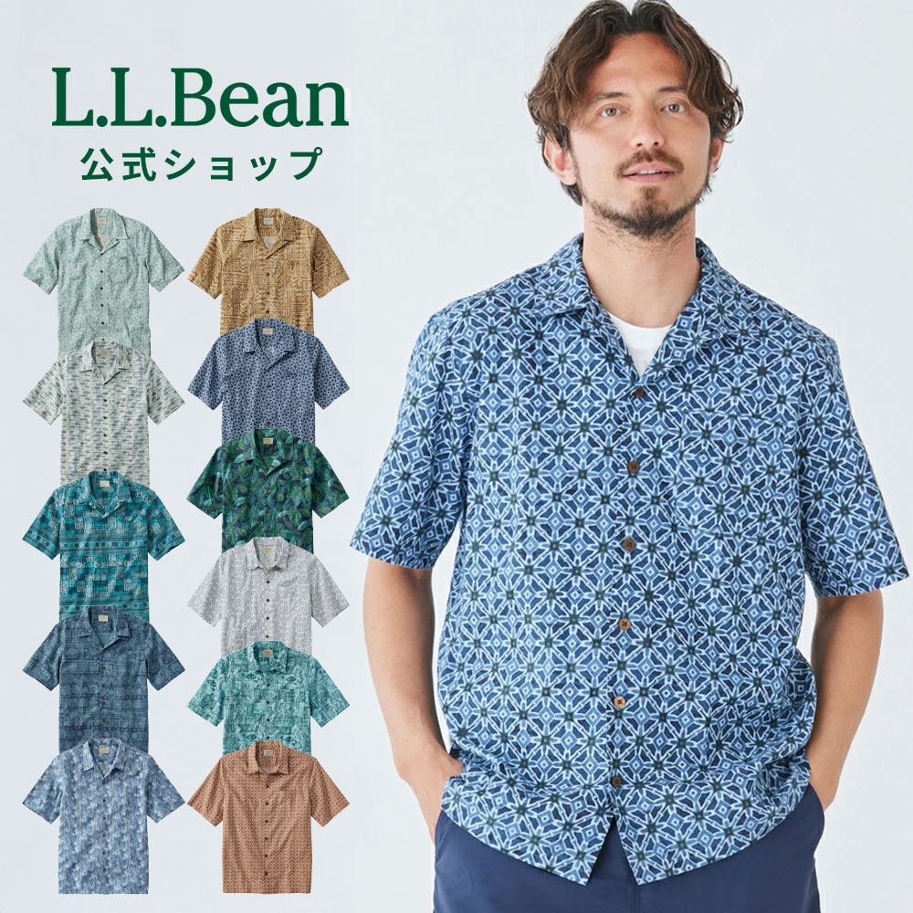 LLBean 総柄 フィッシングシャツ S フィッシュ柄 エルエルビーン